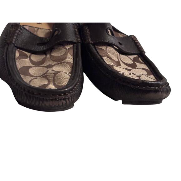 Coach Neal Leather Driving Loafers Size 8.5 Brown Signature Slip On Flats - Picture 5 of 9